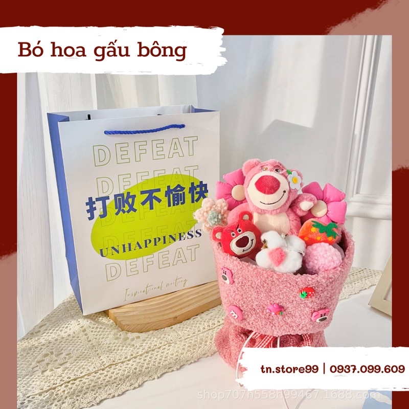 Hoa bó gấu bông TẶNG kèm đèn, túi giấy, thiệp thích hợp quà tặng sinh nhật, 14/2, 8/3, anniversary