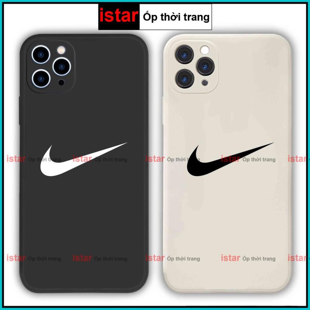 Ốp lưng điện thoại iPhone cạnh viền vuông silicon dẻo bảo vệ camera hình Nike ip 6/6s/7/8/X/XS/11/12/13/14 Pro Plus Max