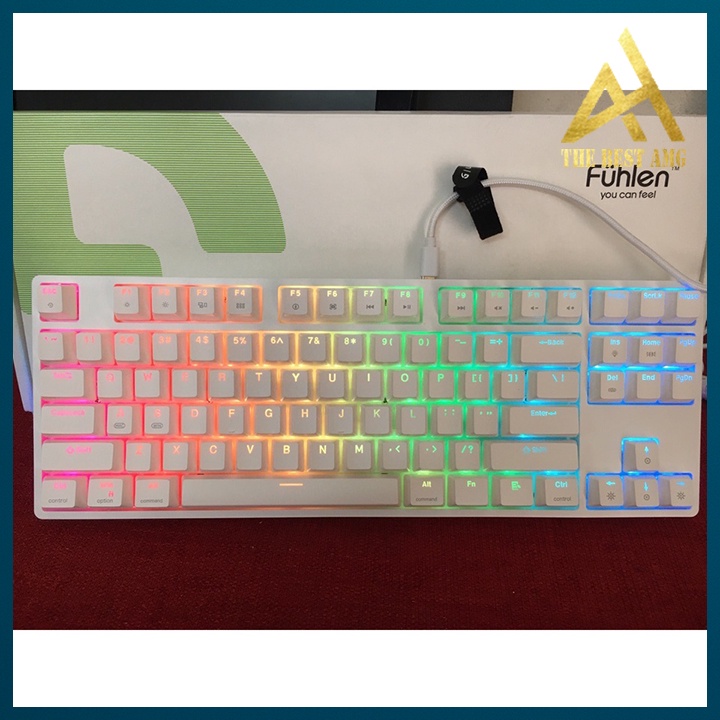 Bàn Phím Máy Tính Gaming 87 Phím Mini Keycap Xuyên Led RGB Fuhlen D87S Màu Trắng  - Bàn Phím Cơ Chơi Game Vi Tính Pc