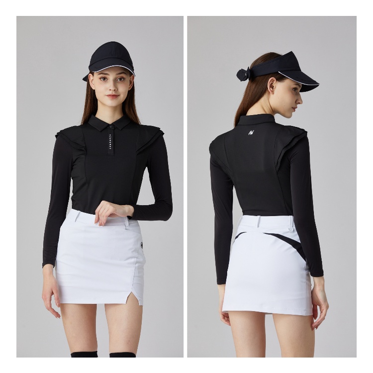 Bộ Trang Phục Đánh Golf Gồm Áo Thun Tay Dài Và Chân Váy Ngắn Vải Lụa Lạnh Chống Nắng Thời Trang Xuân Hè Cho Nữ W1J1