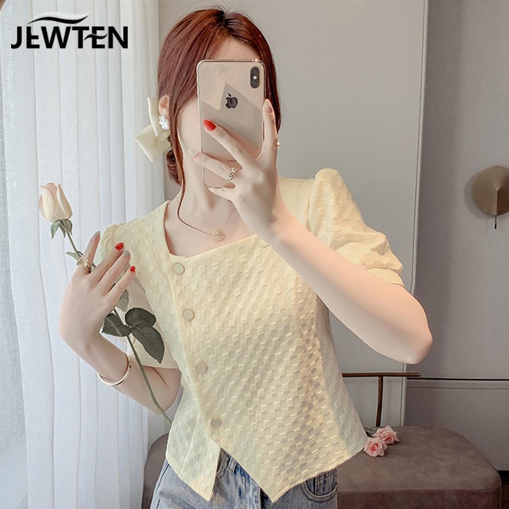 Áo Sơ Mi Chiffon Cổ Vuông Tay Ngắn Thời Trang Mùa Hè Năm Mới Cho Nữ