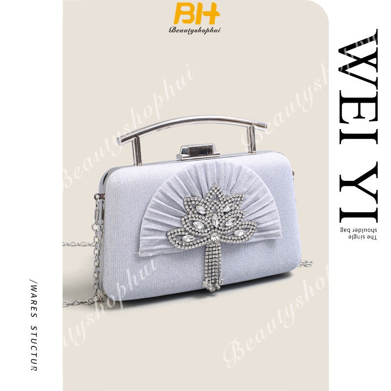 Túi Xách Nữ Đeo Vai Kiểu Xếp Li Chất Liệu Kim Loại Lấp Lánh