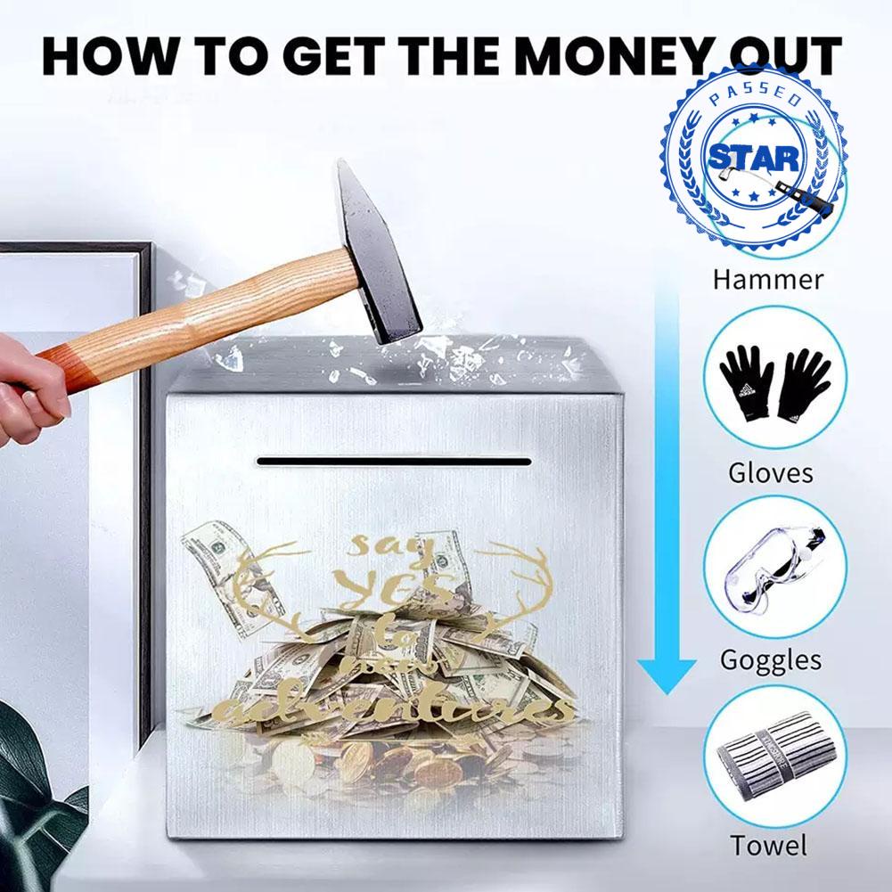 Hộp Đựng Tiền Tiết Kiệm Bằng Thép Không Gỉ Cứng Cỡ Lớn I8N1