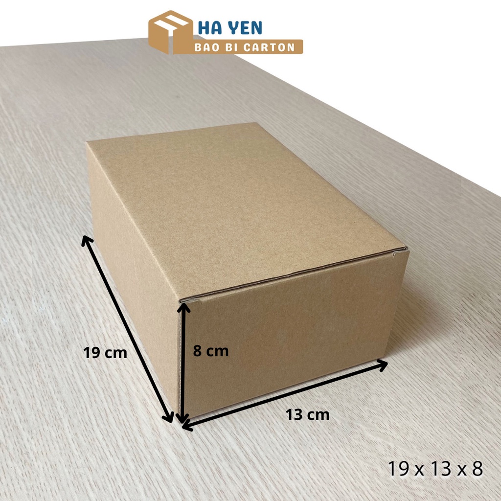 19 x 13 x 8 cm - Hộp carton nắp gập 19x13x8cm đóng hàng