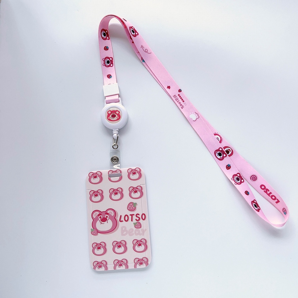 Lotso Dây Đeo Thẻ 3 Chiều Hình Gấu Hồng Thiết Kế Đơn Giản