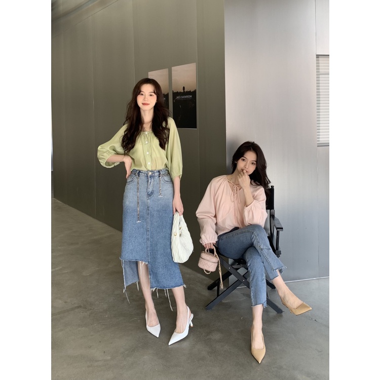 Giày Sandal Cao Gót Mũi Nhọn Phối Khóa Thời Trang Pháp 2023 Cho Nữ