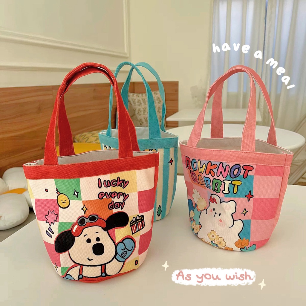 Yadou Túi Tote Bằng Vải Canvas Sức Chứa Lớn In Họa Tiết Graffiti Dễ Thương Phong Cách Hàn Quốc