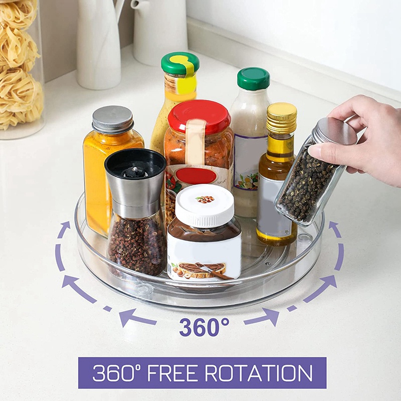 Bộ 4 Giá Xoay Trong Suốt 9 Inch Chống Trượt Dùng Cho Tủ Lạnh Nhà Bếp