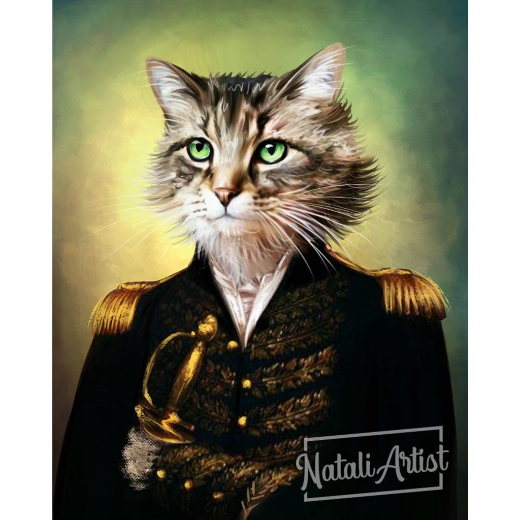 TRANH MÈO QUÝ TỘC | Tranh Canvas tràn viền Thú cưng Pet Royal Đáng yêu | MEOR17-24 | TCanvas Xưởng Tranh