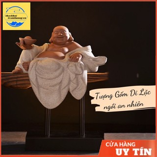 Tượng phật Di Lặc ngồi an nhiên, tượng phật trang trí, tượng gốm trang trí hình phật Di Lặc