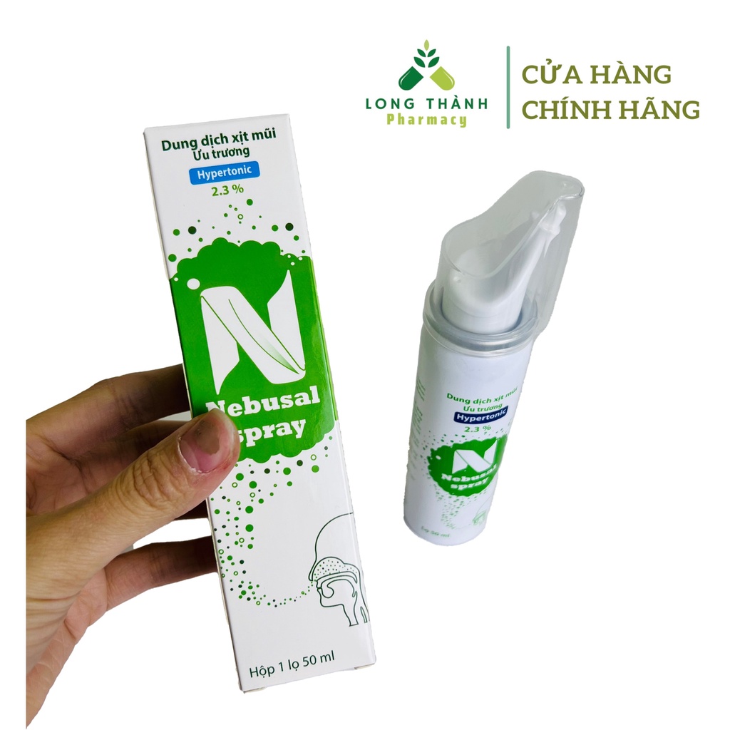 Dung dịch xịt mũi ưu trương Nebusal 2.3% chai 50ml giảm nghẹt mũi,sung huyết mũi cho người lớn và trẻ trên 3 tuổi