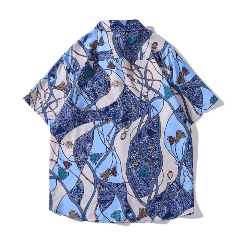 Áo Sơ Mi Tay Ngắn Cổ Bẻ In Biểu Tượng Bandana Thời Trang Hawaii Cho Nam