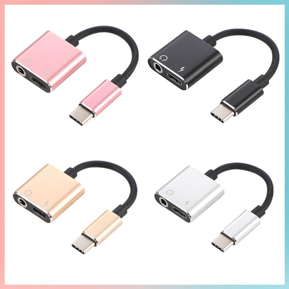 【giao hàng hôm nay>>>USB C to Jack 3.5 Type C Cable Adapter 2-in-1 USB Type C 3.5mm Audio Earphone Converter Charging Cable Adapter