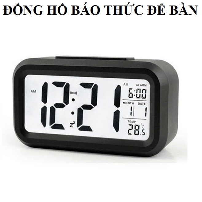 Đồng Hồ Báo Thức Điện Tử Để Bàn Màn Hình LCD Đa Chức Năng Thời Gian, Lịch