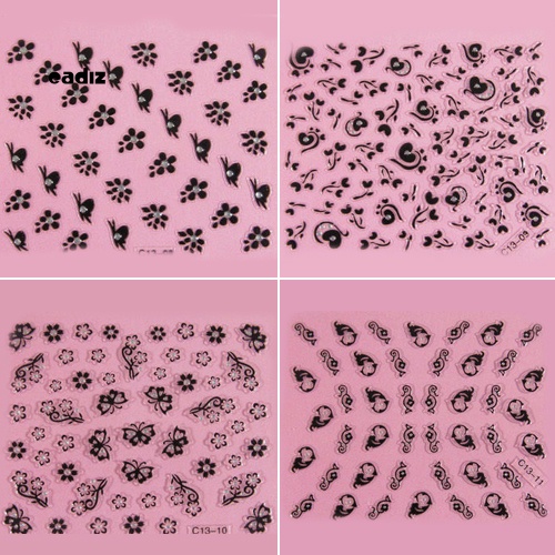 Set 50 Tấm Hình Dán Họa Tiết Hoa Và Bướm 3D Trang Trí Móng Nghệ Thuật DIY