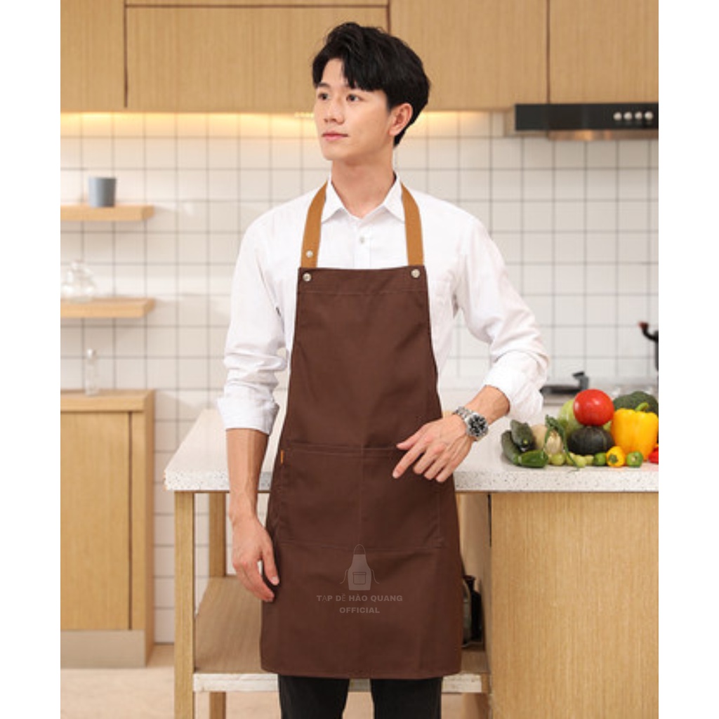 Tạp Dề cao cấp HÀO QUANG cho nhân viên pha chế , nhân viên phục vụ ,đầu bếp dáng dài màu nâu cafe