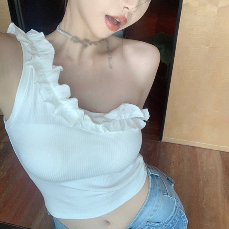 Áo Croptop Sát Nách Màu Trơn Dáng Ôm Có Miếng Đệm Ngực Thời Trang Hàn Quốc Cho Nữ