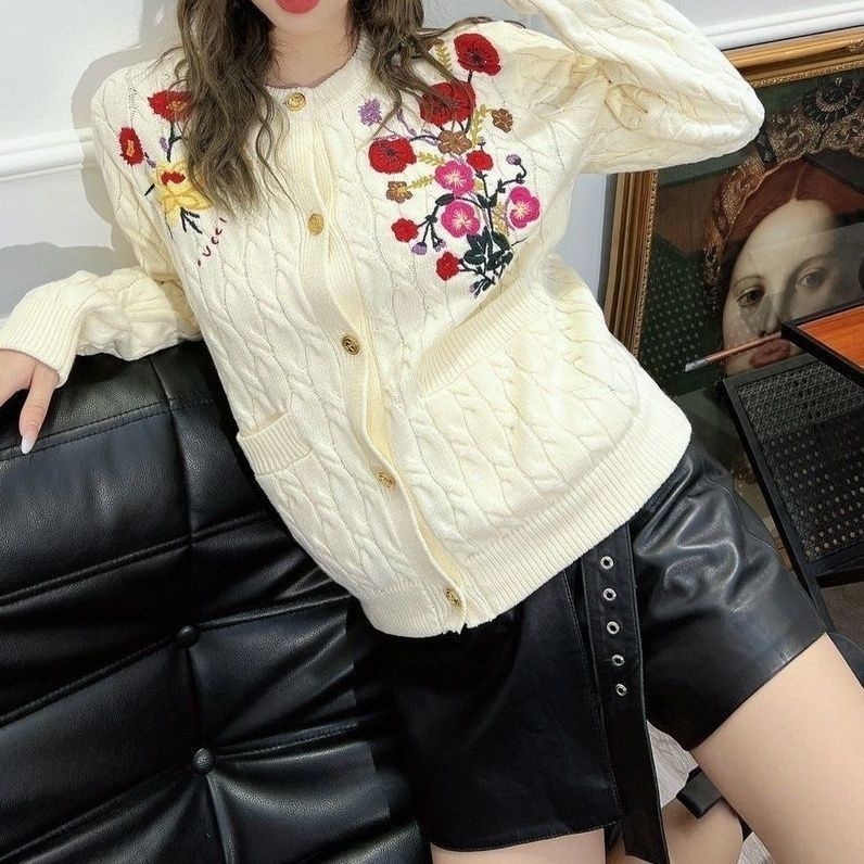 Hàng Có Sẵn!Gucc!Áo Khoác Cardigan Dệt Kim Dáng Rộng Thiết Kế Mới Năng Động Thời Trang