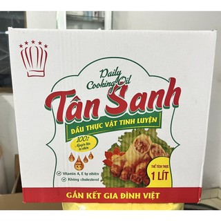 1 thùng 12 chai dầu ăn tân sanh chiên giòn thượng hạng loại chai 1 lít