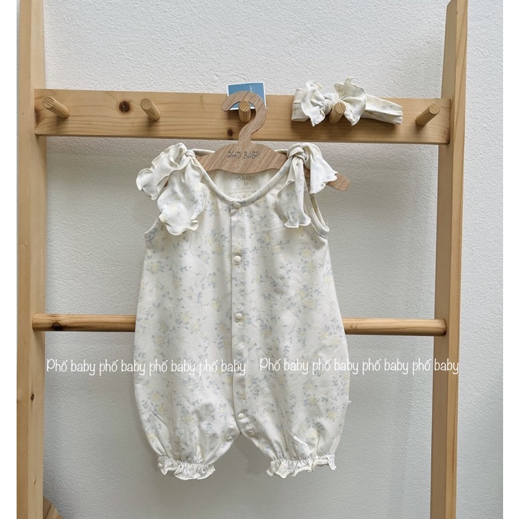 Body nơ vai chất liệu cotton Hàn mềm mịn thoáng mái đáng yêu cho bé gái ngày hè