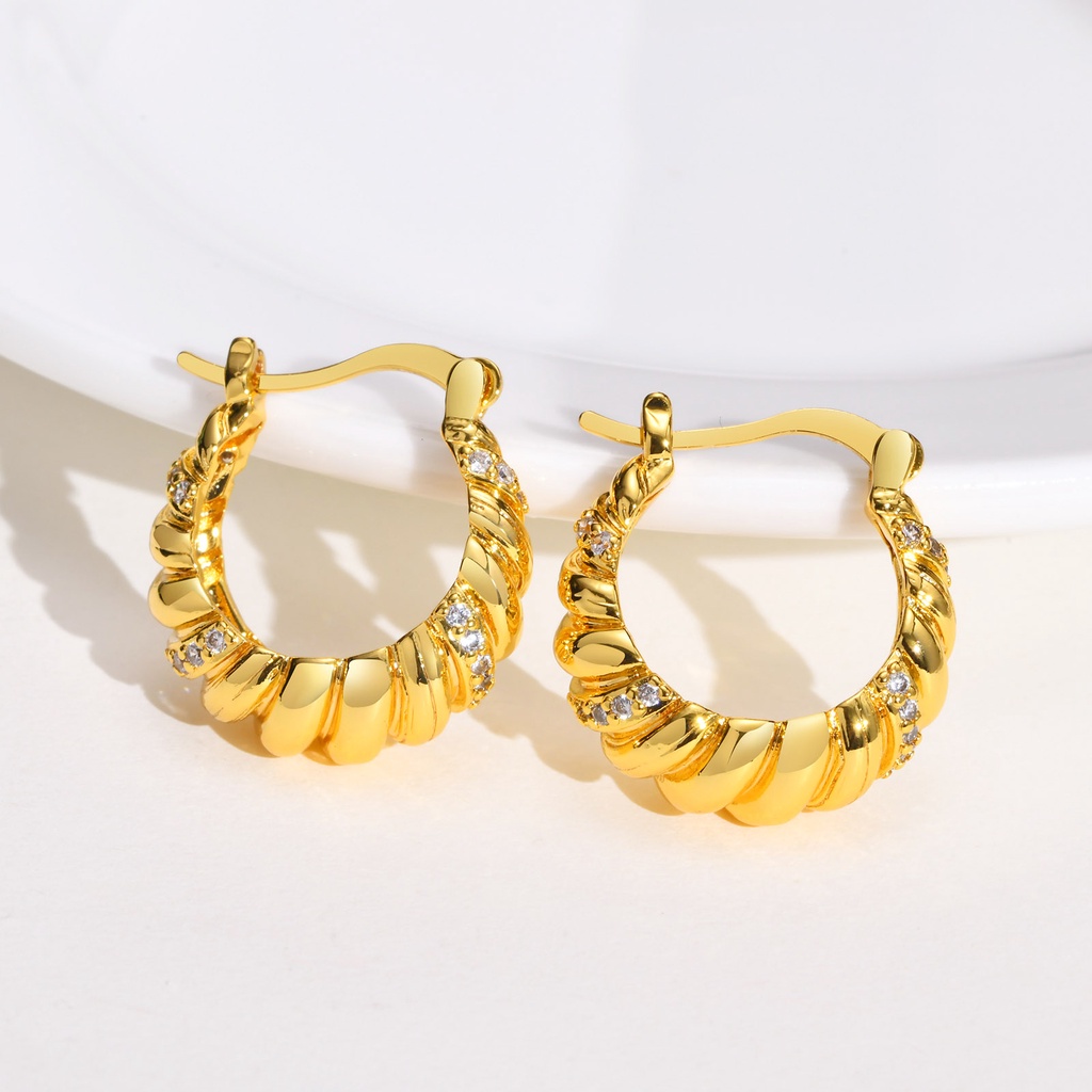 Vnox Khuyên Tai Đính Đá Zircon Trắng Sang Trọng Cho Nữ