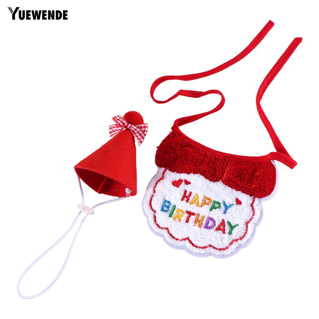 1 Set Mũ Đội Đầu Và Khăn Choàng Cổ Thêu Hình Sáng Tạo Dùng Làm Đạo Cụ Chụp Ảnh Sinh Nhật Cho Thú Cưng
