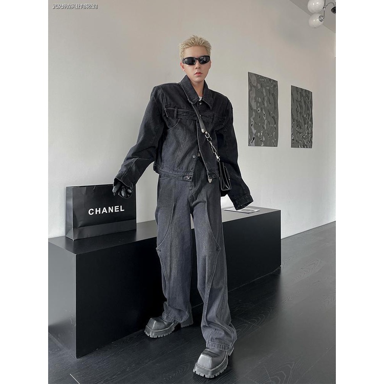 Áo Khoác Denim Cổ Bẻ Phong Cách Retro Thời Trang Xuân Thu 2023 Cho Nam