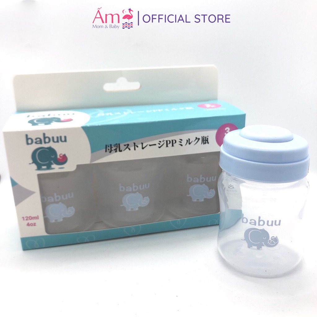 Bộ 3 Bình Trữ Sữa Cho Mẹ Và Bé Babuu 120ml PP Bởi Ấm Baby Nhật Bản Cổ Rộng Tiện Lợi Ấm Gift Decor