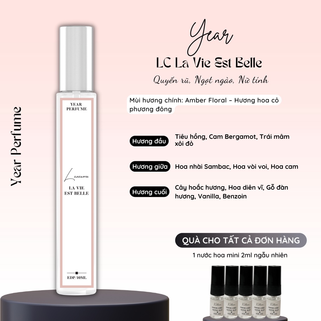 Tinh Dầu Nước Hoa Unisex Year Quyến Rũ Bí Ẩn, Ngọt Ngào Thơ Ngây Dạng Chai Xịt 10ML Lưu Hương Lâu