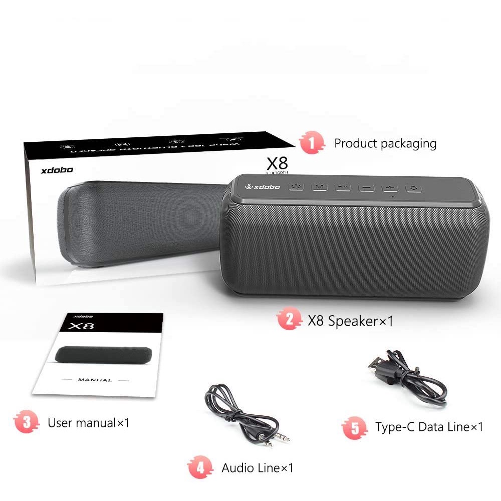 Loa Bluetooth XDOBO X8 II 60W siêu trầm, công nghệ USA, chống nước IPX5, TWS, BT 5.0, DPS. Âm thanh cực hay