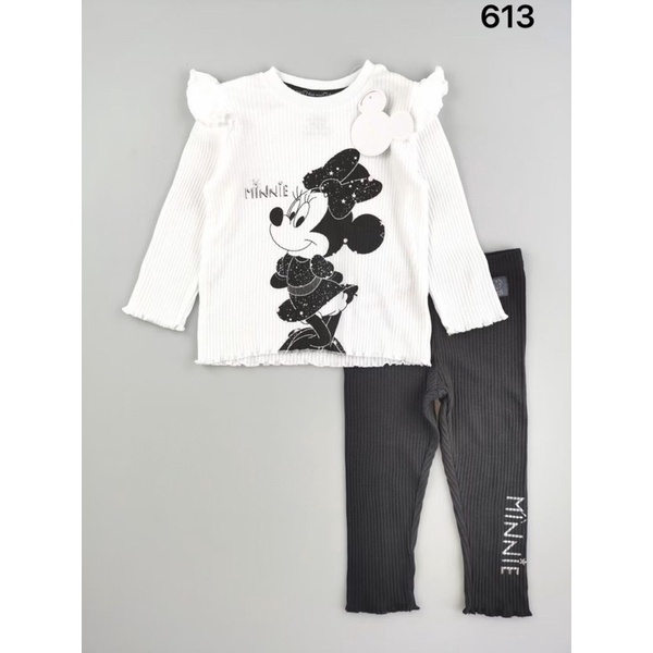 Bộ thun Minmie trắng đen Primark sz 3-24M