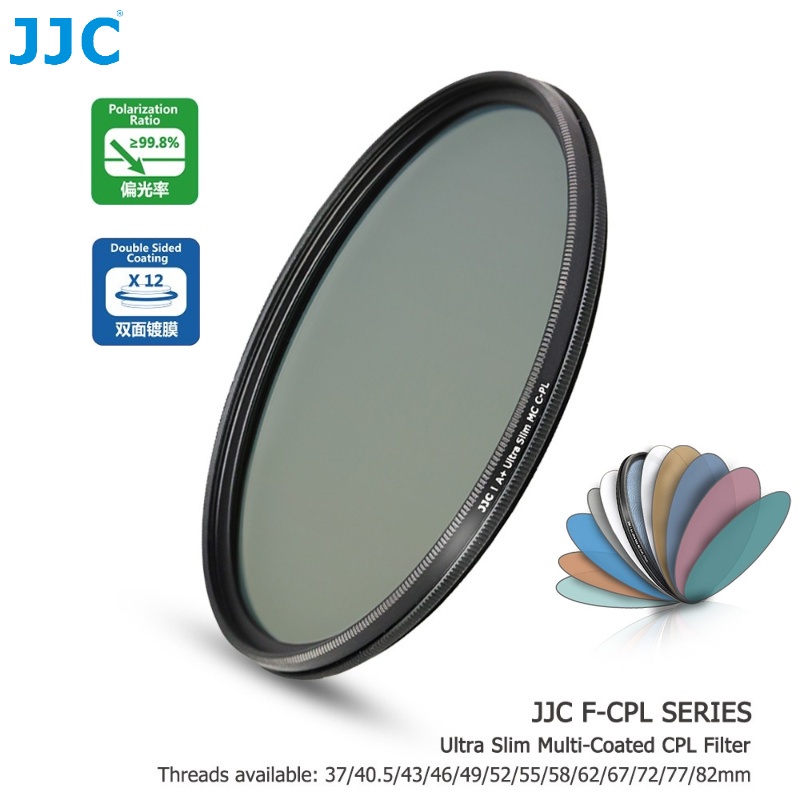JJC 49mm Kính lọc phân cực CPL Filter siêu mỏng A+ quang học Nhật Bản hình tròn phủ nhiều lớp cho ống kính máy ảnh DSLR