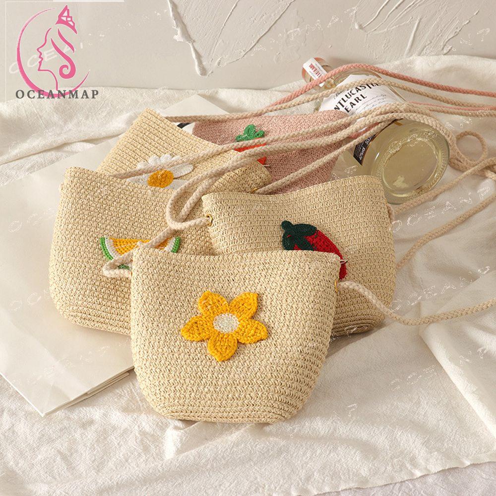Túi Đeo Chéo Đan Lát Hình Trái Cây Dễ Thương Cho Nữ