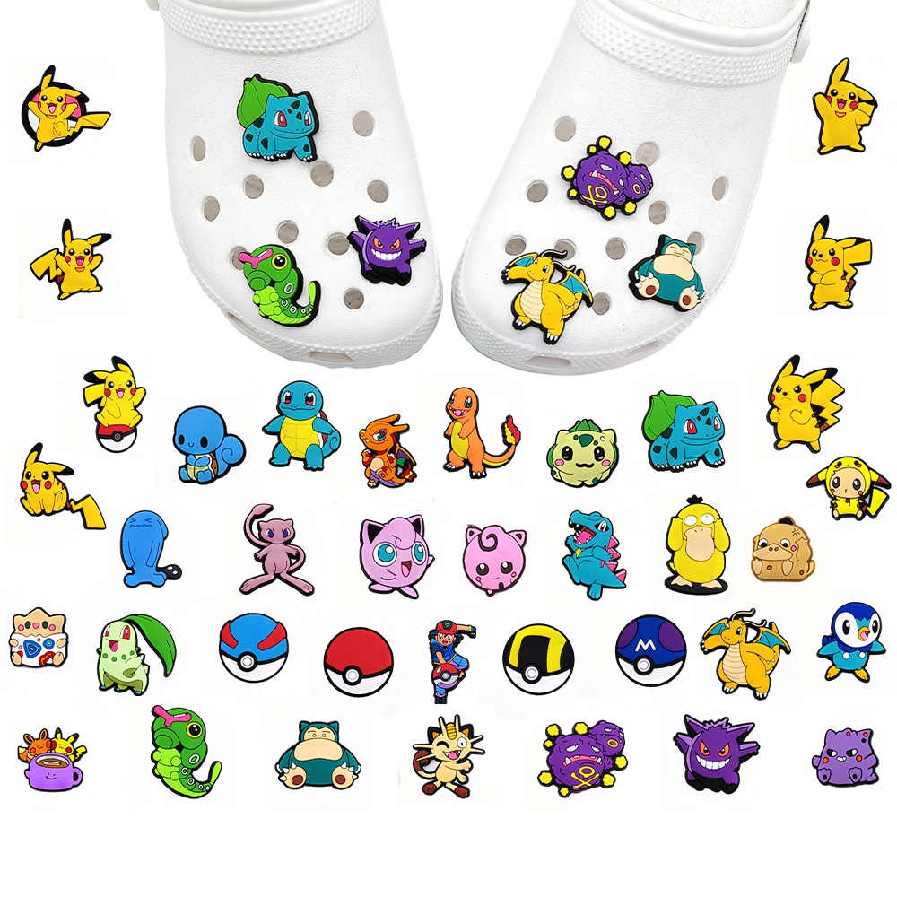 Phụ kiện Crocodile crocs jibbitz phim hoạt hình dễ thương Pokémon kawayi Crocodile Charm Pins DIY giày trang trí dép dép khóa guốc gỗ quà tặng cho trẻ em