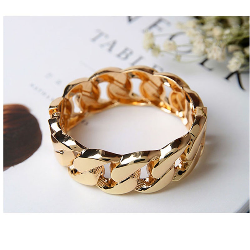 Vòng Tay Kim Loại Bản Rộng Phong Cách Âu Mỹ Thời Trang Cho Nữ