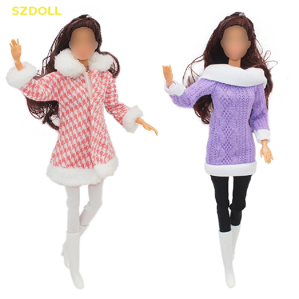 1 Bộ Đầm Thời Trang Mùa Đông Cho Búp Bê 1: 6 30cm