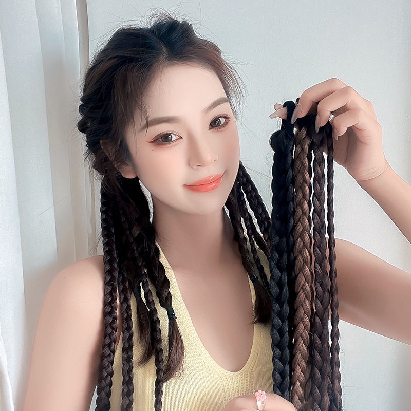 Bím Tóc Giả Bằng Sợi Tổng Hợp Co Giãn Màu Đen / Nâu Dễ Thương Dành Cho Bé YIDEAJP5