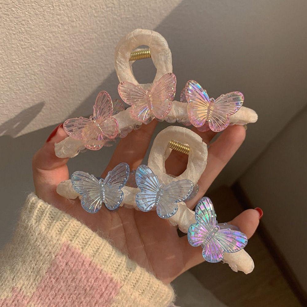 LOMBARD Kẹp Tóc Càng Cua Lớn Bằng Acrylic Hình Bướm Lấp Lánh Thời Trang Cho Nữ