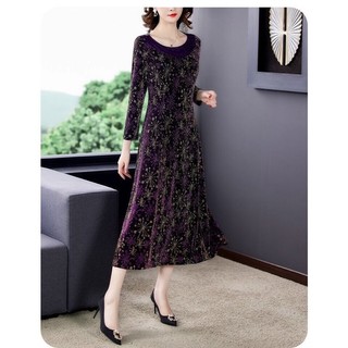 Đầm nhung nữ cao cấp mềm mượt không rung nhung kiểu dáng sang trọng quý phái NP3566