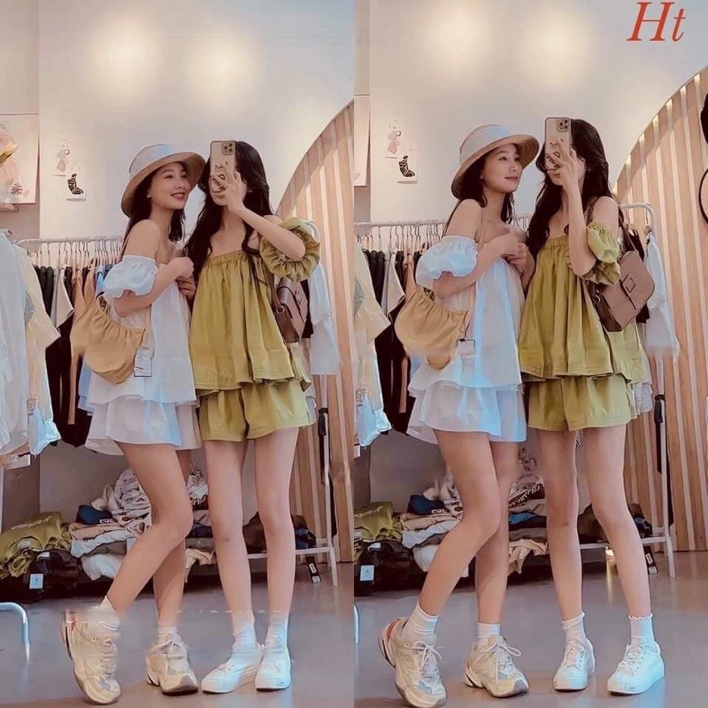 Bộ đùi trễ vai 2 màu H2B578