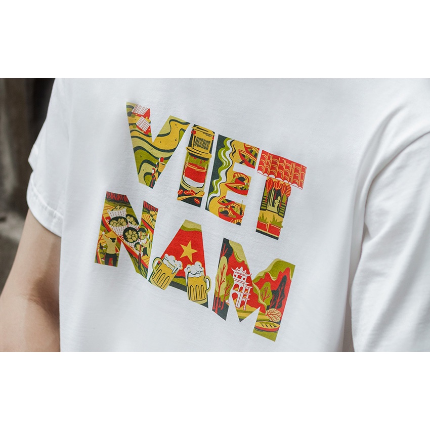 Áo Thun Unisex BEEBEE 100% Cotton in chữ VIỆT NAM- TỈNH THÀNH nghê thuật-VNNT001