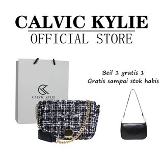 Image of CALVIC KYLIE - Tas wanita -Sling  Bag Tas Selempang Tweed Rajut Tas Wanita Trendi Best Seller import#2605