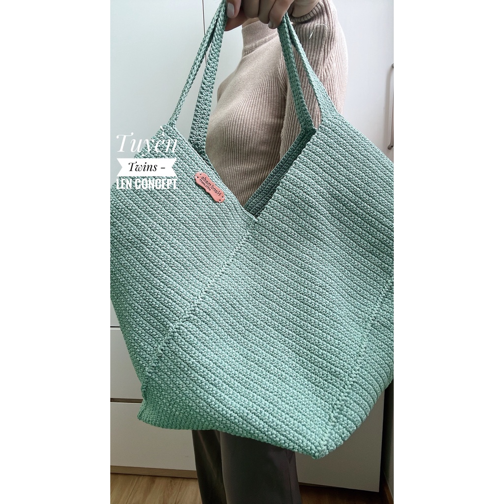 Túi len đáy vuông - Xoắn -HANDMADE