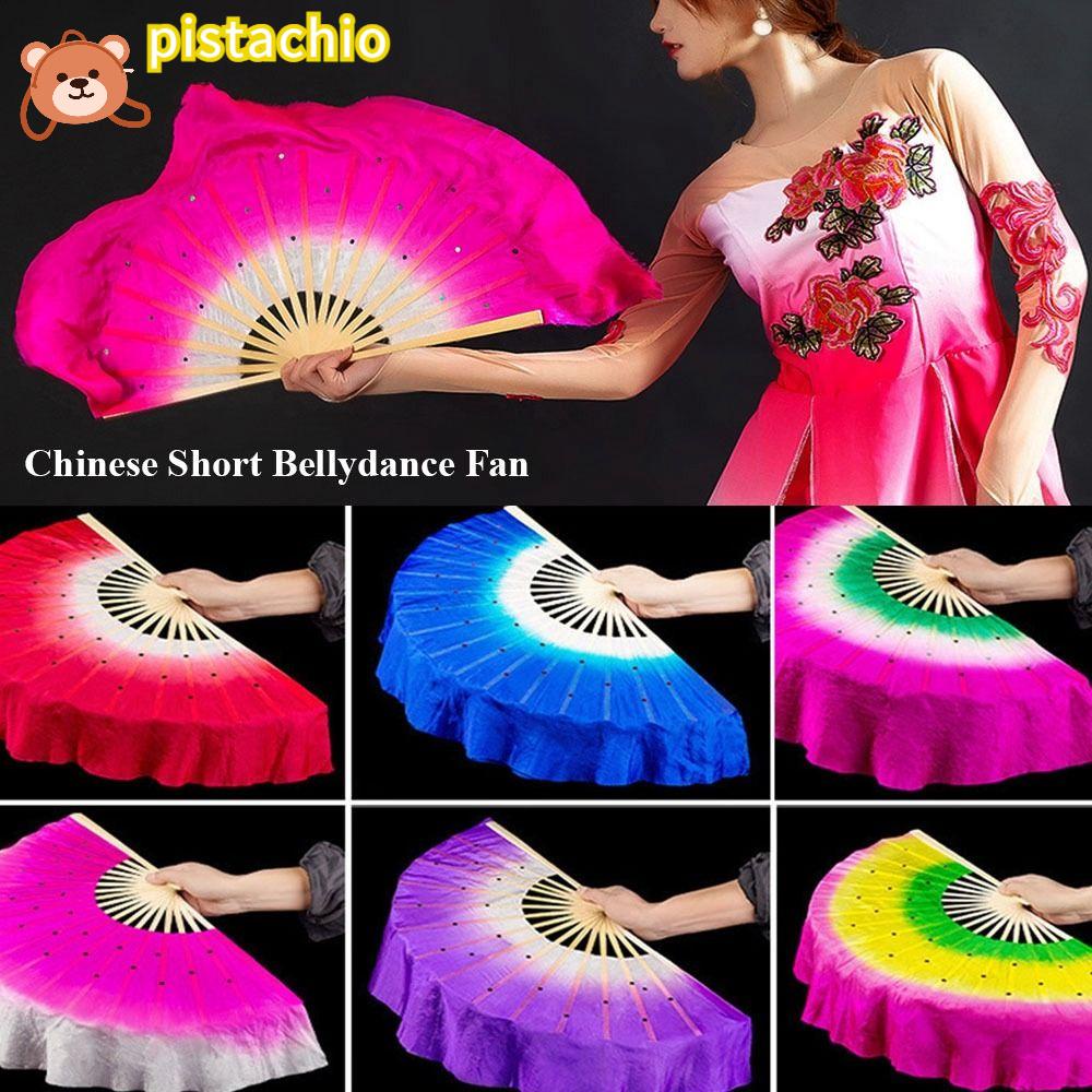 Quạt Múa Bụng 40cm Bằng Lụa Màu Sắc Tuyến Tính