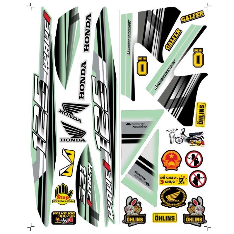 Tem rời Wave a 50 - 100 cc Đời 2006-2016 Mẫu 125i Phiên Bản Các Màu 900706