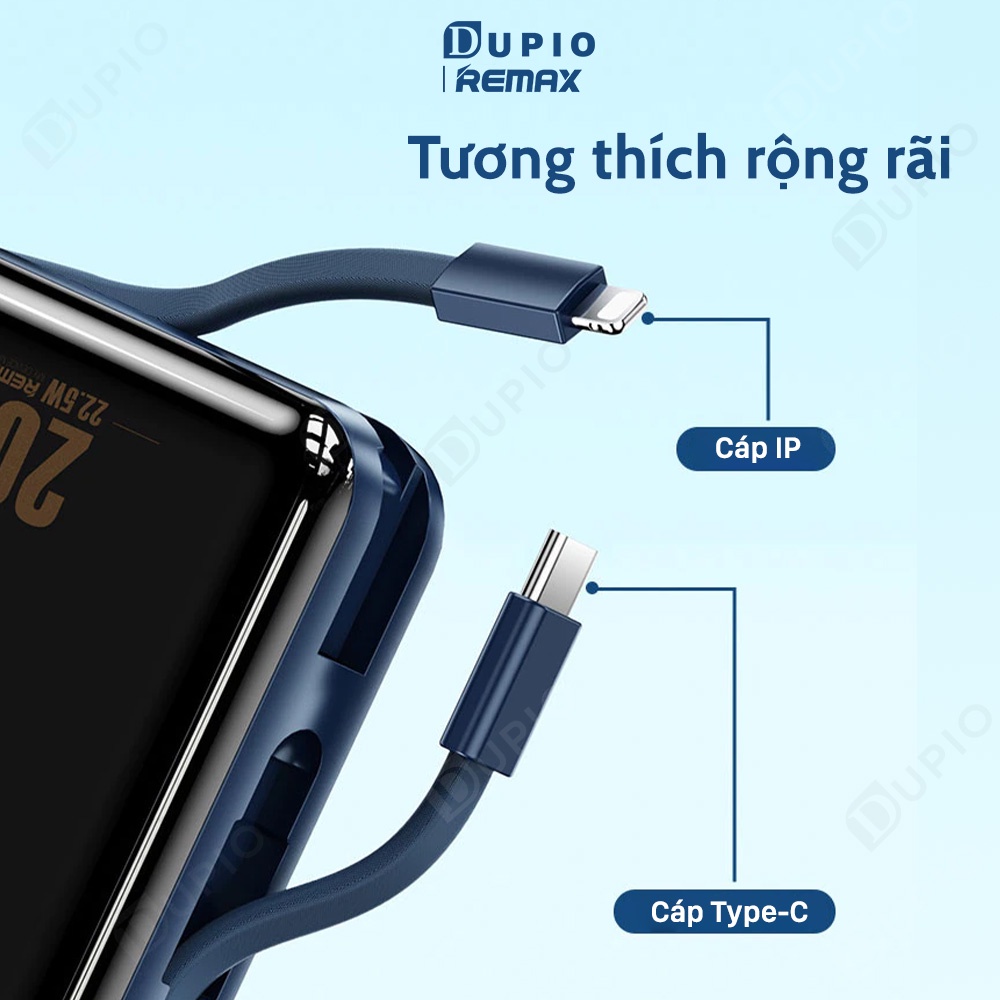 Pin dự phòng sạc nhanh DUPIO Remax PDP01 20000mah type c cute nhỏ gọn có đèn báo