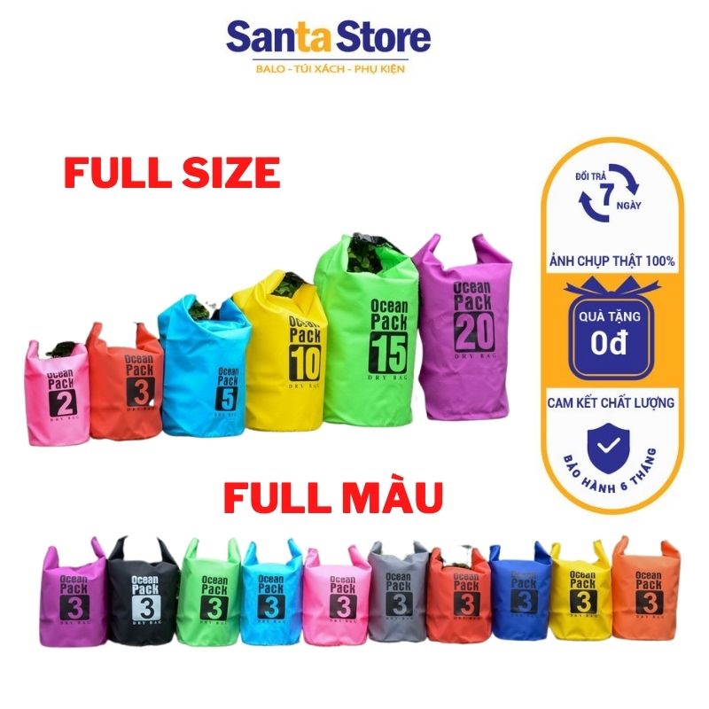 Túi chống nước đi biển balo đựng đồ bơi, điện thoại 7 inch, ví tiền có thể làm phao thời trang cao cấp SANTA STORE