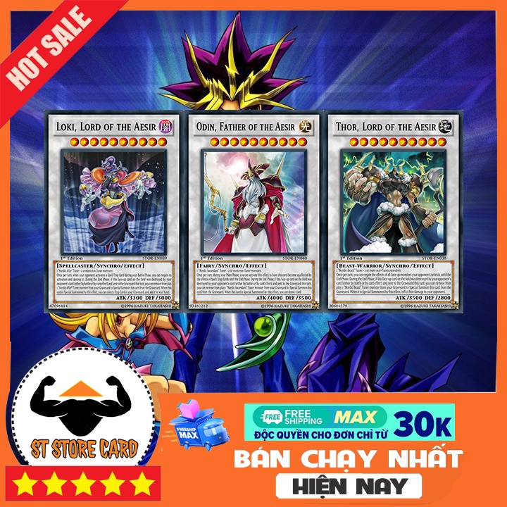 [Bộ 3] Thẻ bài Yugioh Tam Thần Bắc Âu thẻ in Custom ST STORE CARD 115