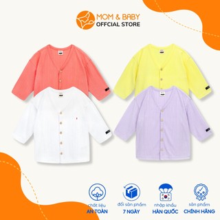 Áo khoác cardigan thun cotton bé gái Petite Mieux thương hiệu Hàn Quốc màu vàng, tím, hồng, trắng MOM & BABY EMECU02