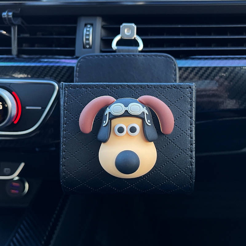 Car Wallace and Gromit Air Outlet Storage Pocket Phone Hanging Bag Creative Car Sundries Storage Box Hanging Storage Same Style Liyp